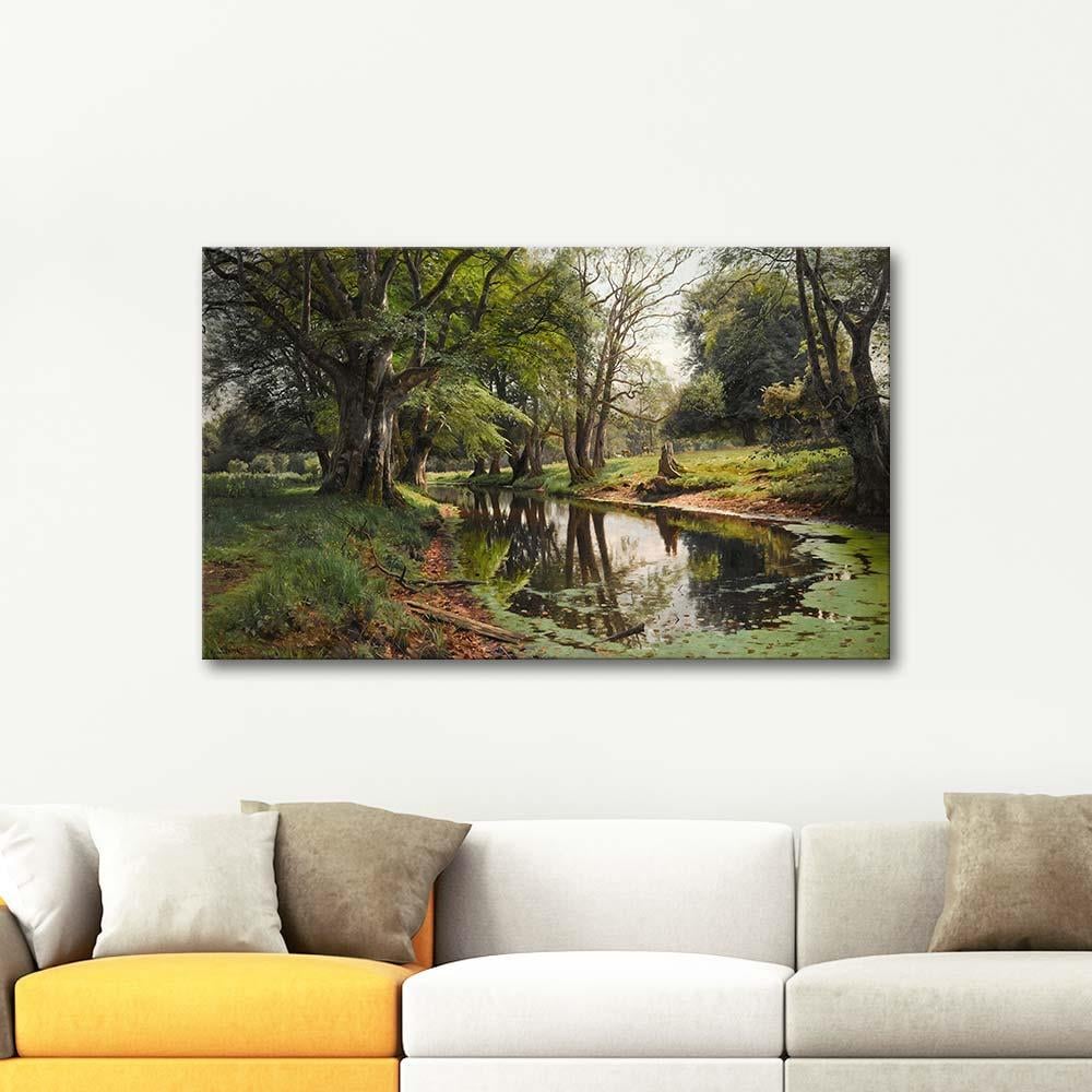 Peder Mørk Mønsted Yaz Gününde Ormandaki Dere Kanvas Tablo