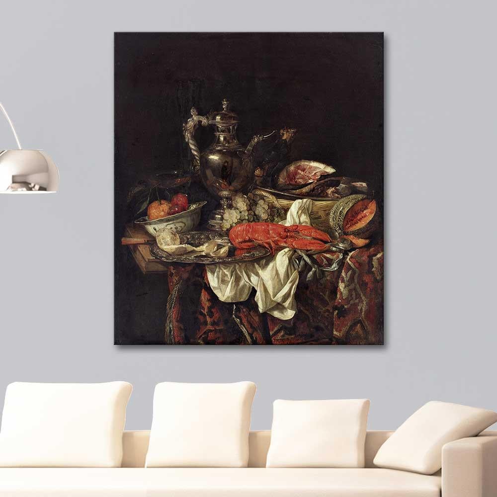 Abraham Hendrick van Beijeren Gümüş Sürahi ile Kanvas Tablo