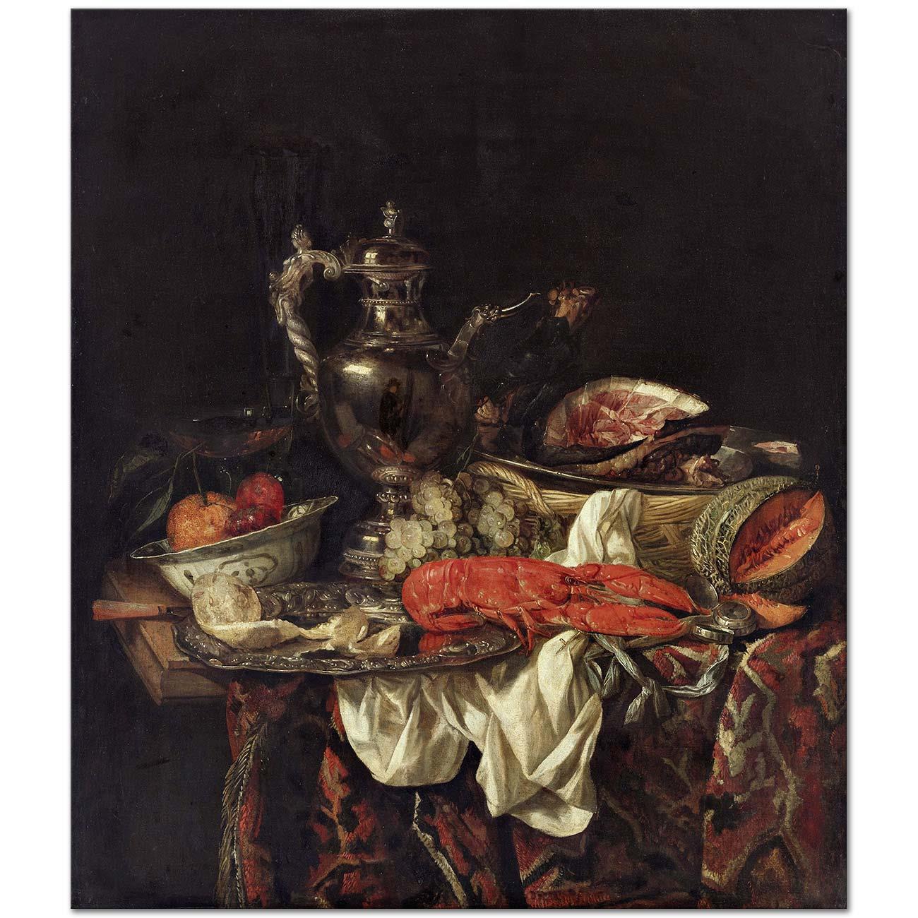 Abraham Hendrick van Beijeren Gümüş Sürahi ile Kanvas Tablo