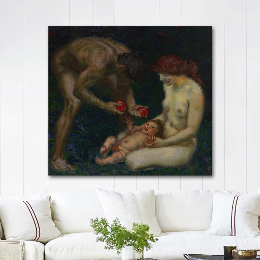 Franz von Stuck Adem ve Havva (Aile) Kanvas Tablo