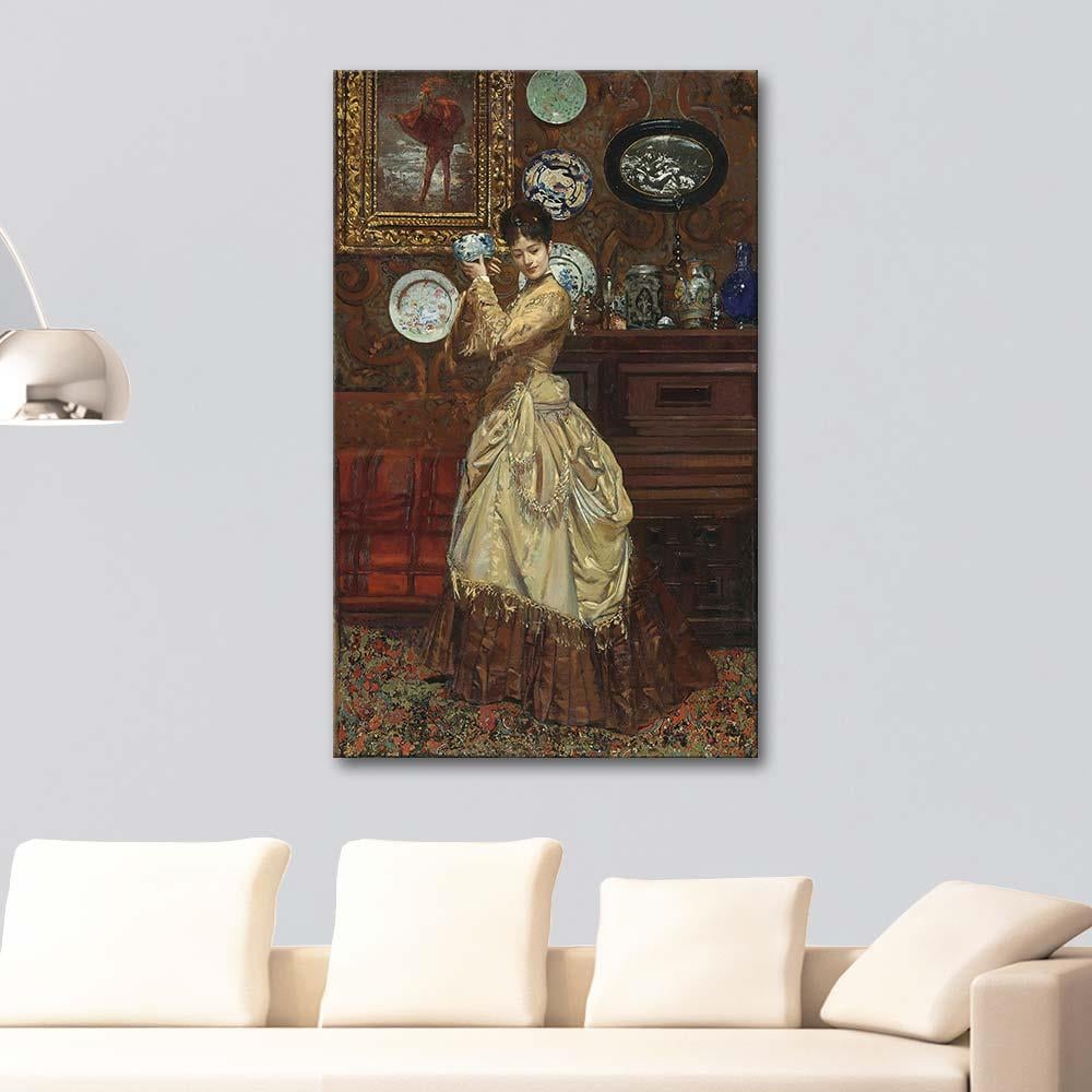 Admiring the Porcelain by Edouard Frederic Wilhelm Richter as Art Print