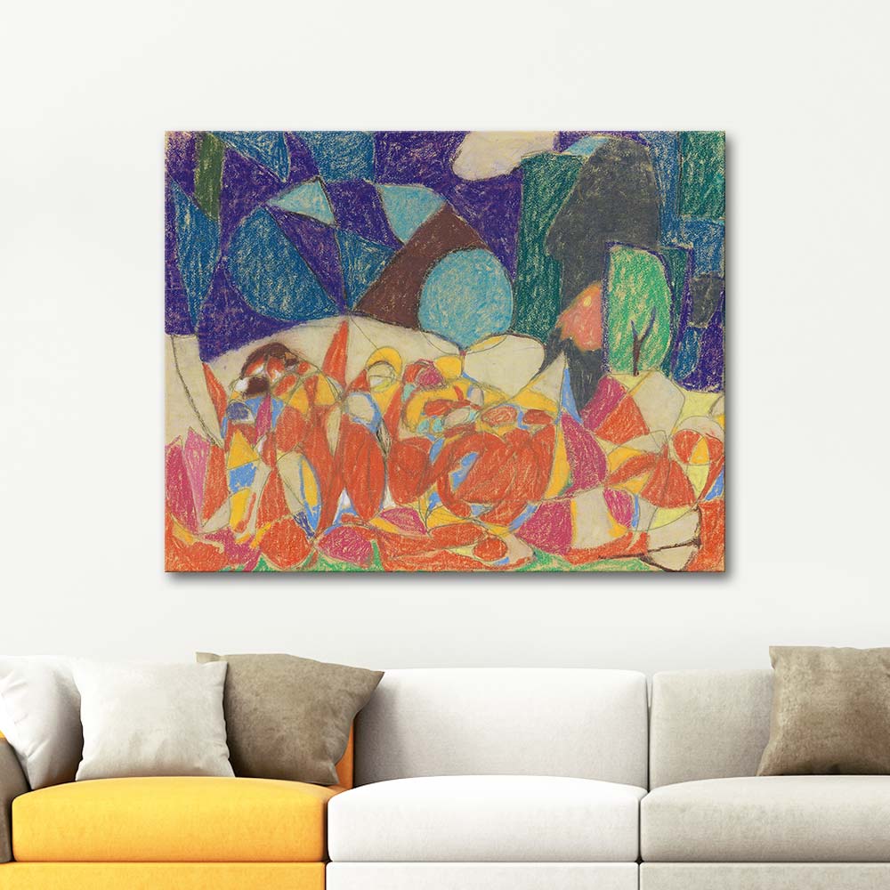 Adolf Hölzel Group Of Figures Under Purple Green Forms Art Print