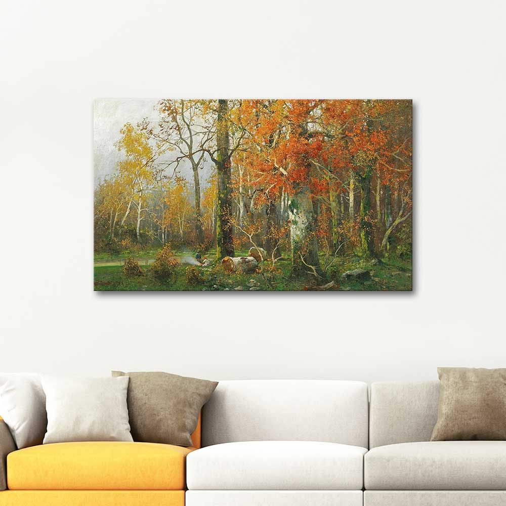 Adolf Kaufmann In an Autumn Woodland Art Print