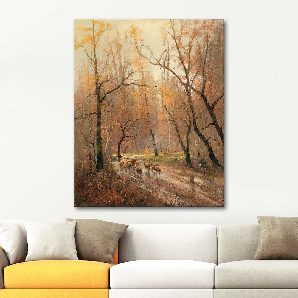 Adolf Kaufmann Shepherdess Returning Home Art Print