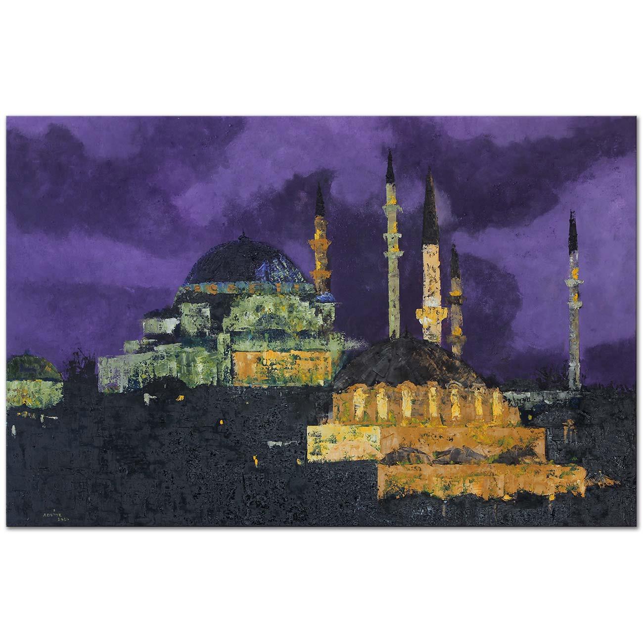 Adviye Özküçük Cami Işıkları İstanbul Yağlı Boya Tablo