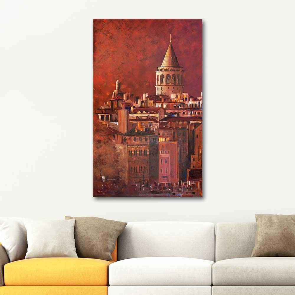 Adviye Özkücük Galata Tower in Red Art Print