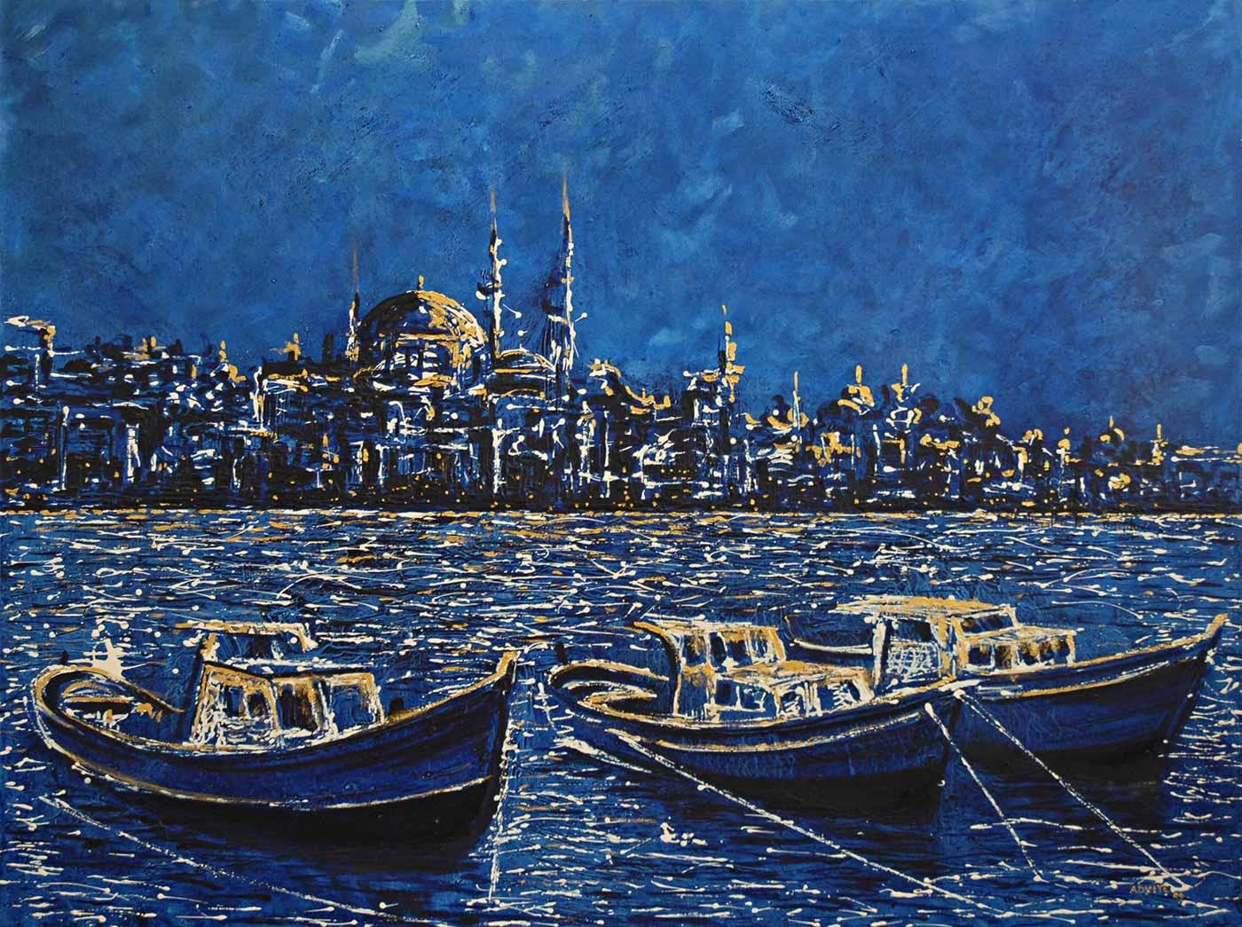 Adviye Özküçük Istanbul in Blue Art Print
