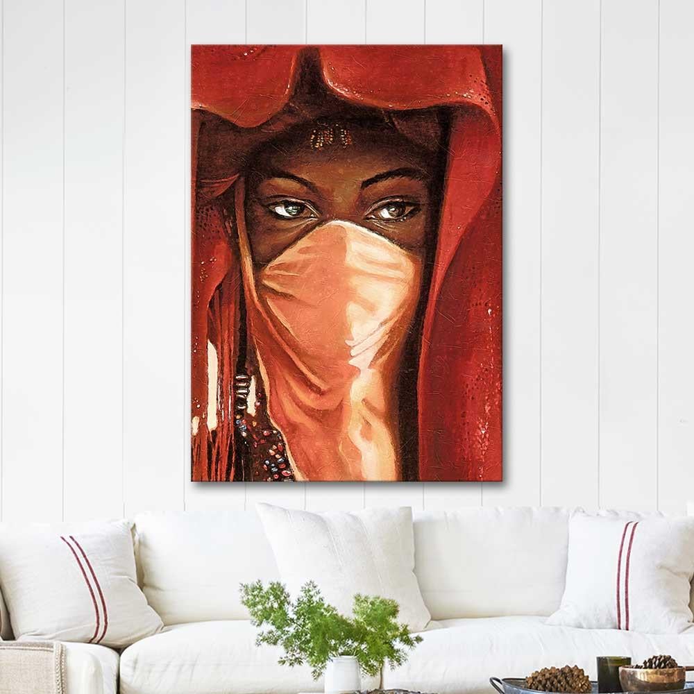 Peçeli Afrikalı Kadın Kanvas Tablo