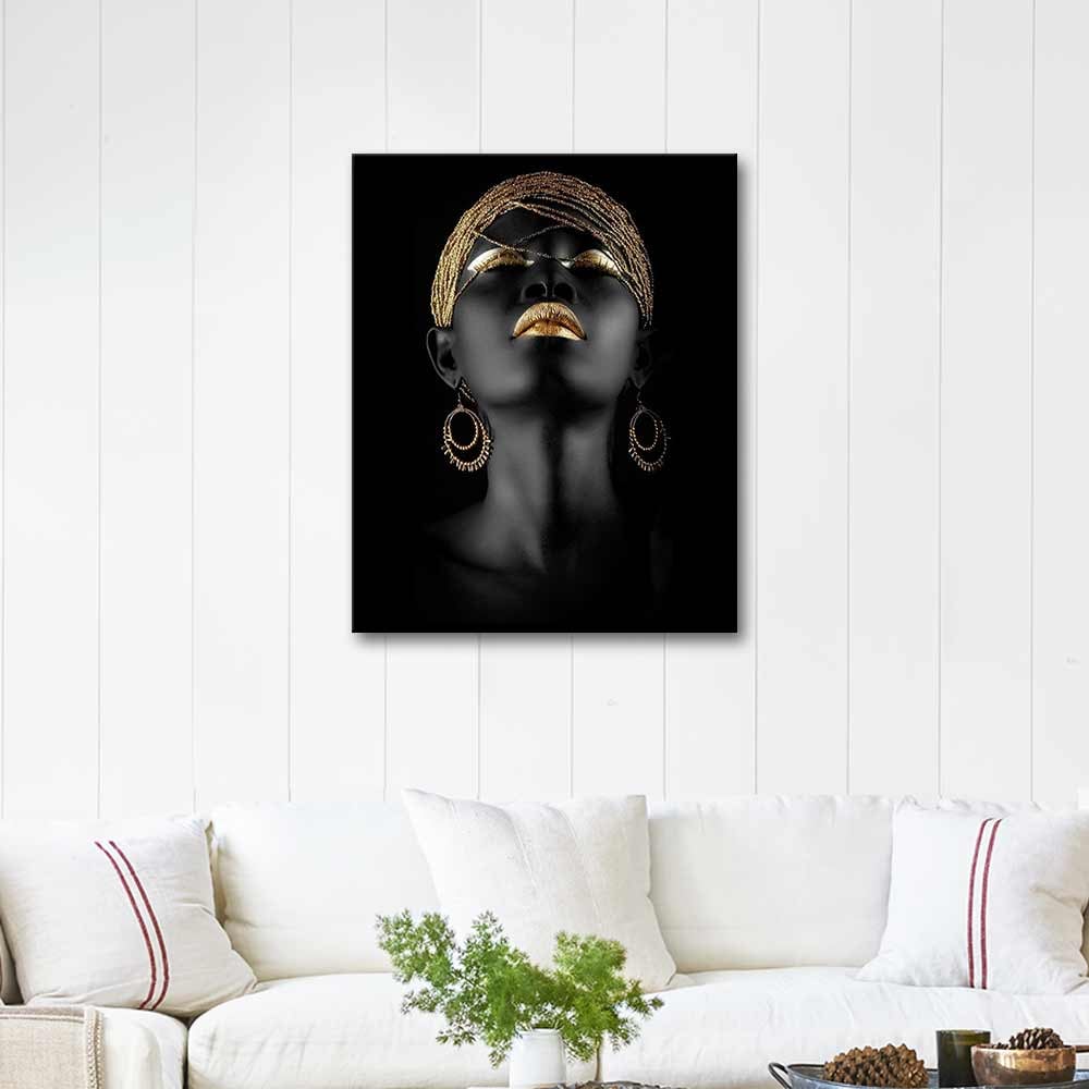 African Woman in Black with Gold Art Print
