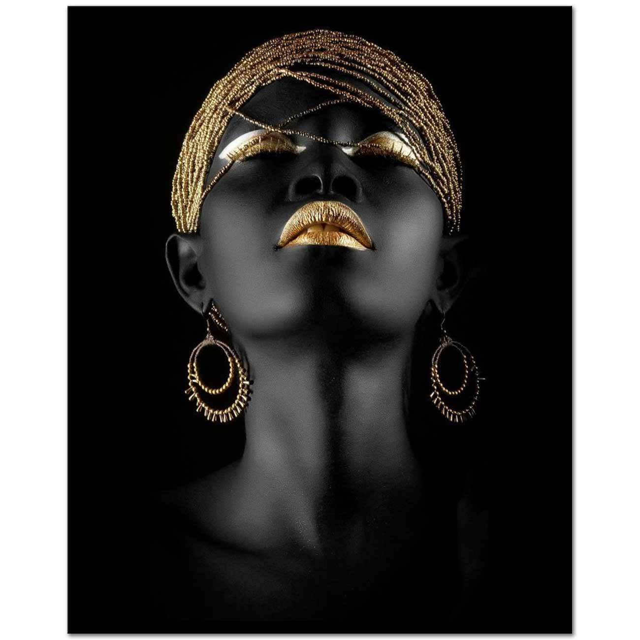 African Woman in Black with Gold Art Print