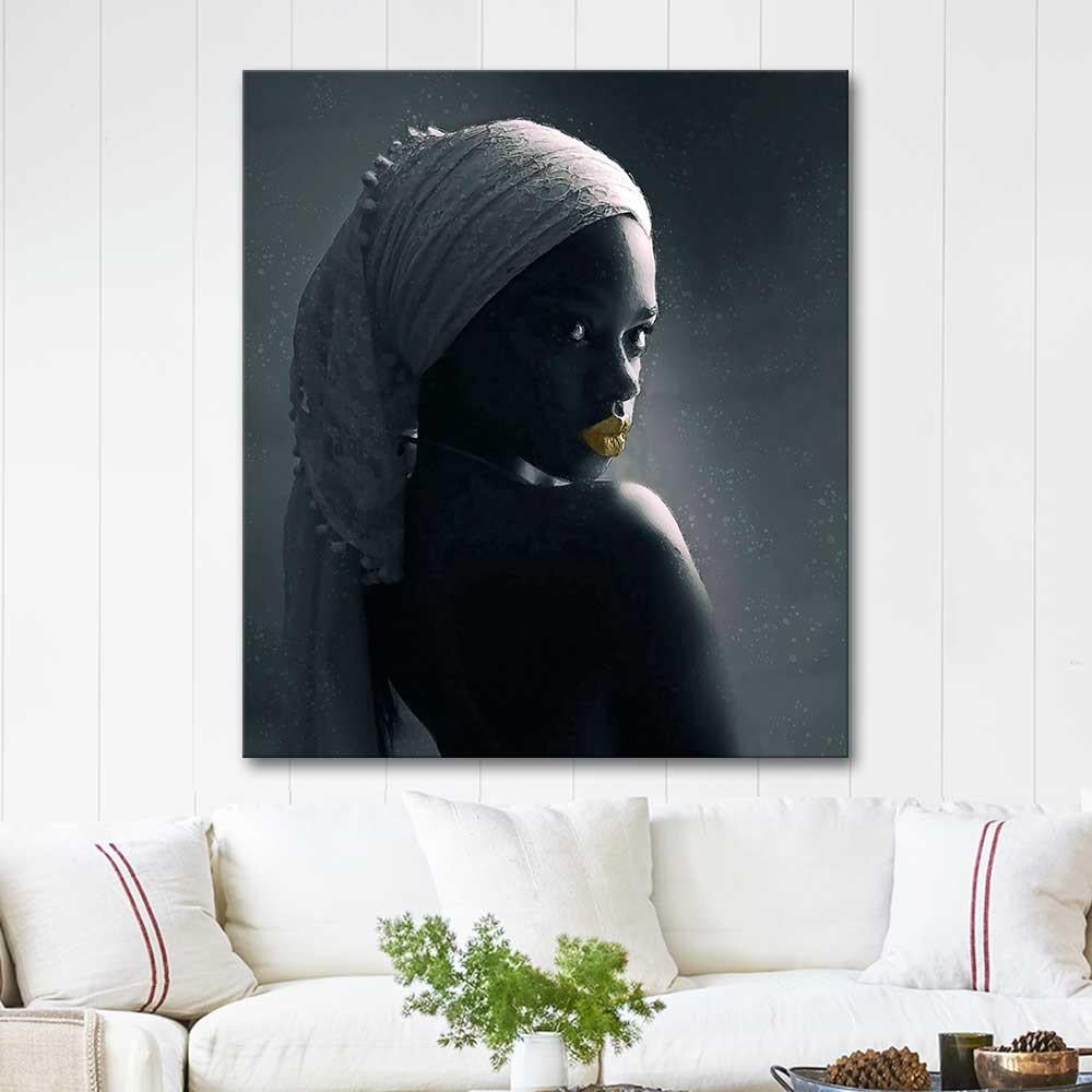 African Woman with White Turban Art Print