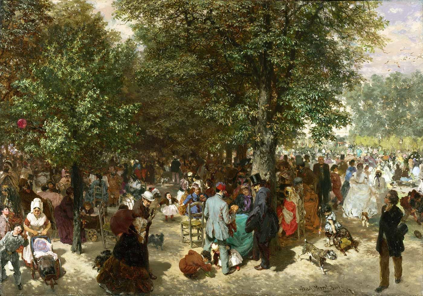 Adolph von Menzel Tuileries Parkında Öğle Sonrası Kanvas Tablo