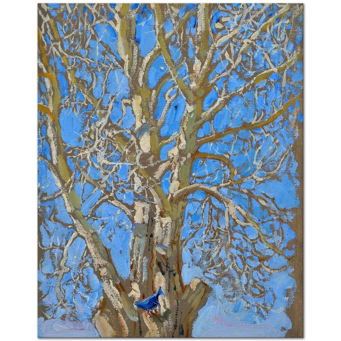 Crack Willow And Blue Bird In New Mexico by Akseli Gallen Kallela