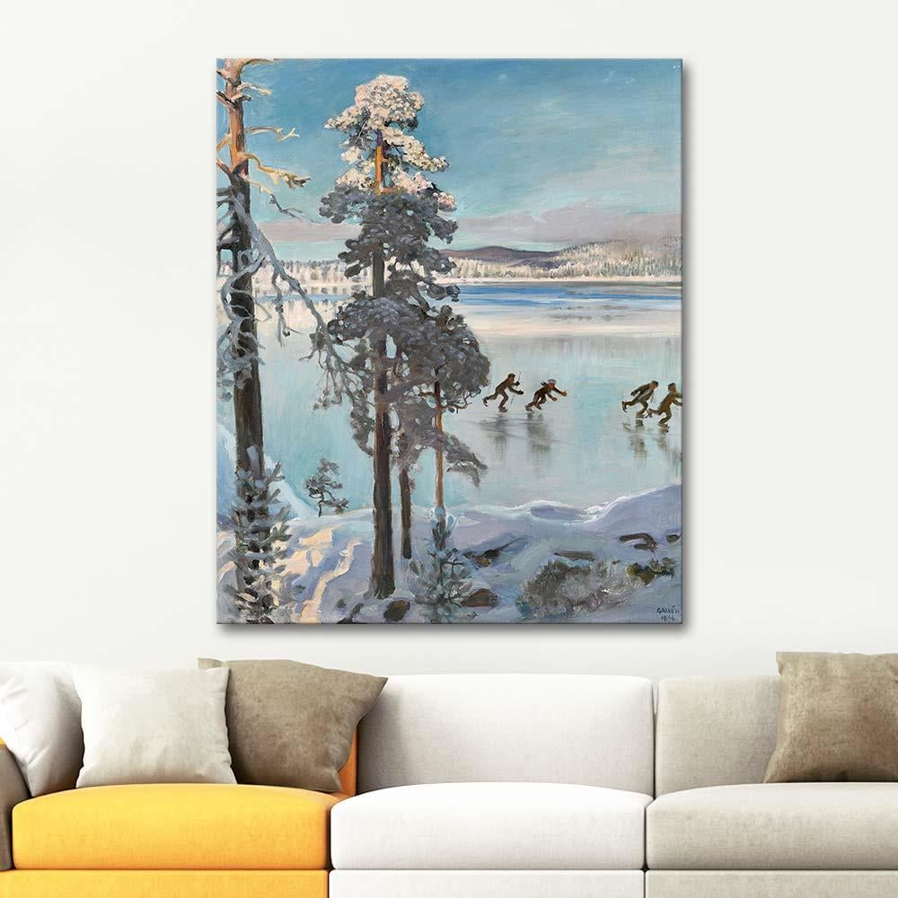 Akseli Gallen Kallela Skaters On Lake Ruovesi Art Print