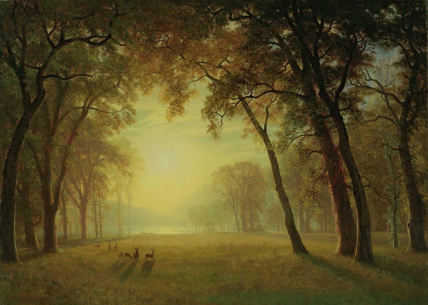 Deer in a Clearing, Yosemite by Albert Bierstadt