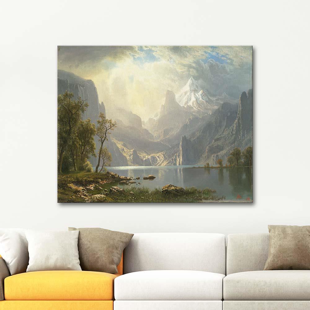 Albert Bierstadt Taho Gölü Kıyısında Dağlar Kanvas Tablo