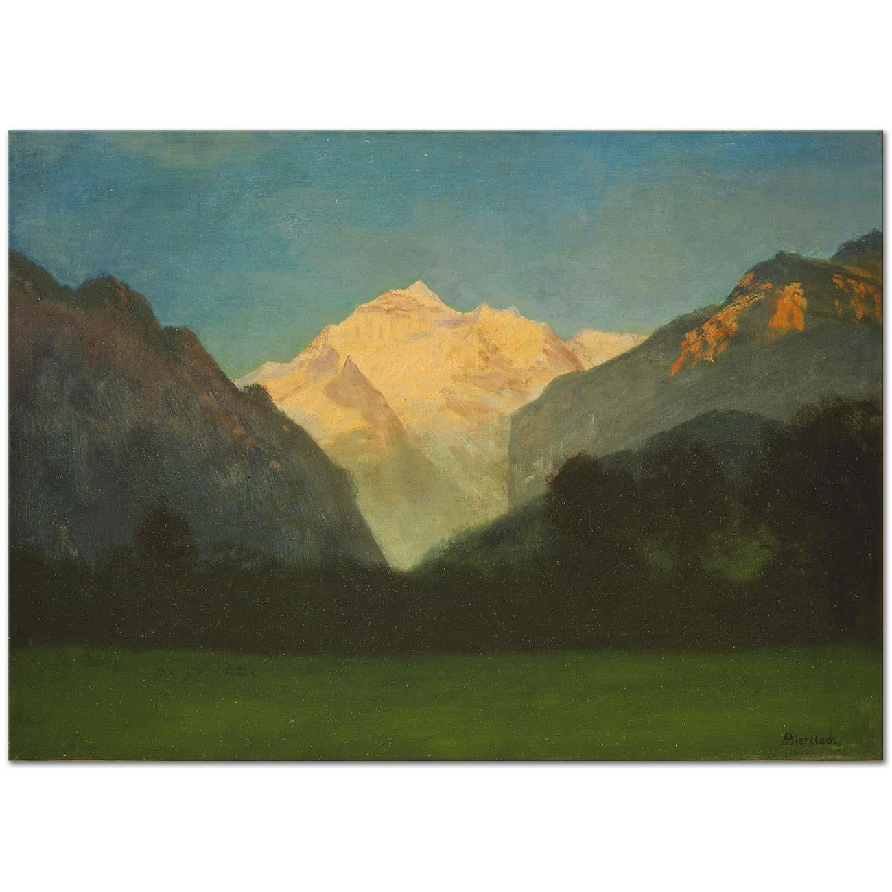 Albert Bierstadt View of Glacier Park or Sunset on Peak Art Print