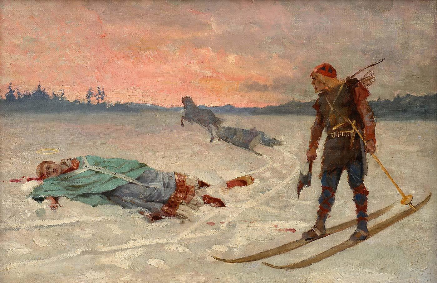 Albert Edelfelt Rahip Henrik'in Öldürülüşü Kanvas Tablo