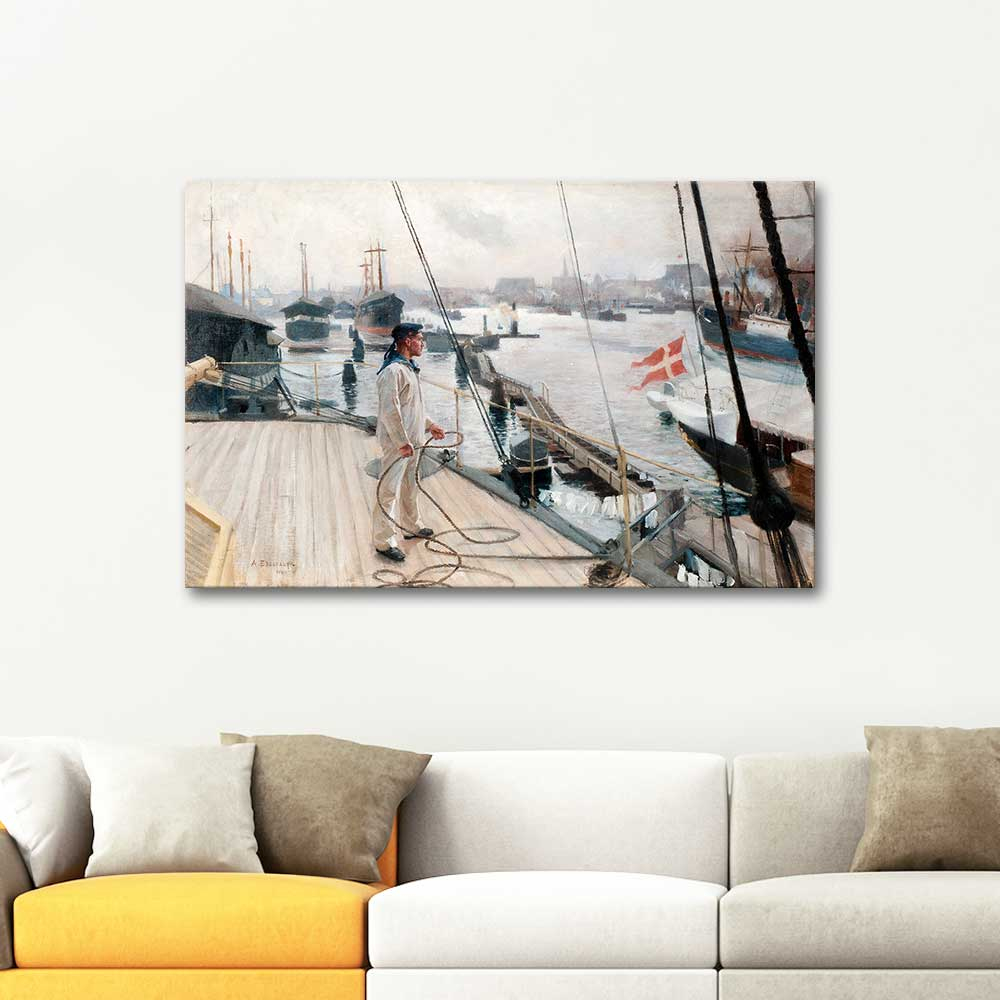 Albert Edelfeld Kopenhag Limanından Kanvas Tablo