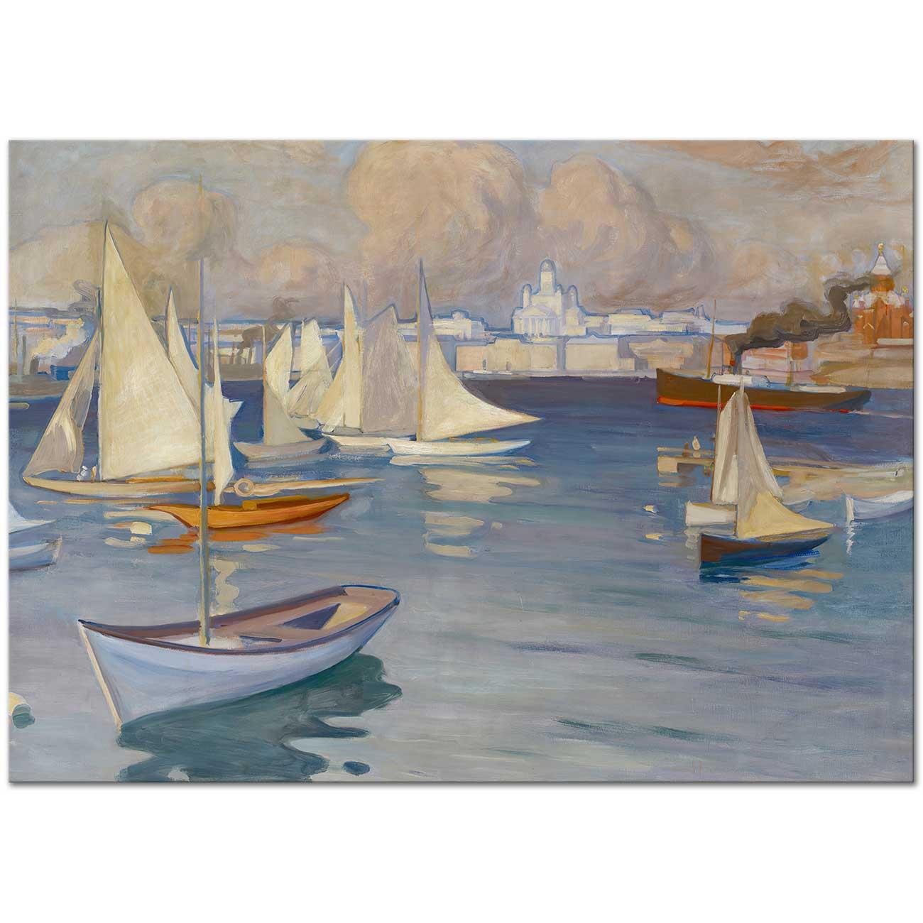 Albert Edelfelt Helsinki Limanında Yatlar Kanvas Tablo