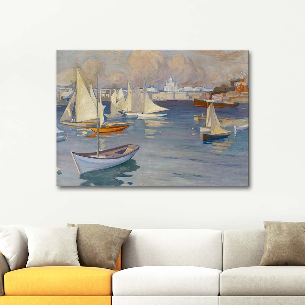 Albert Edelfelt The Nylandska Jaktklubben Harbour In Helsinki Art Print