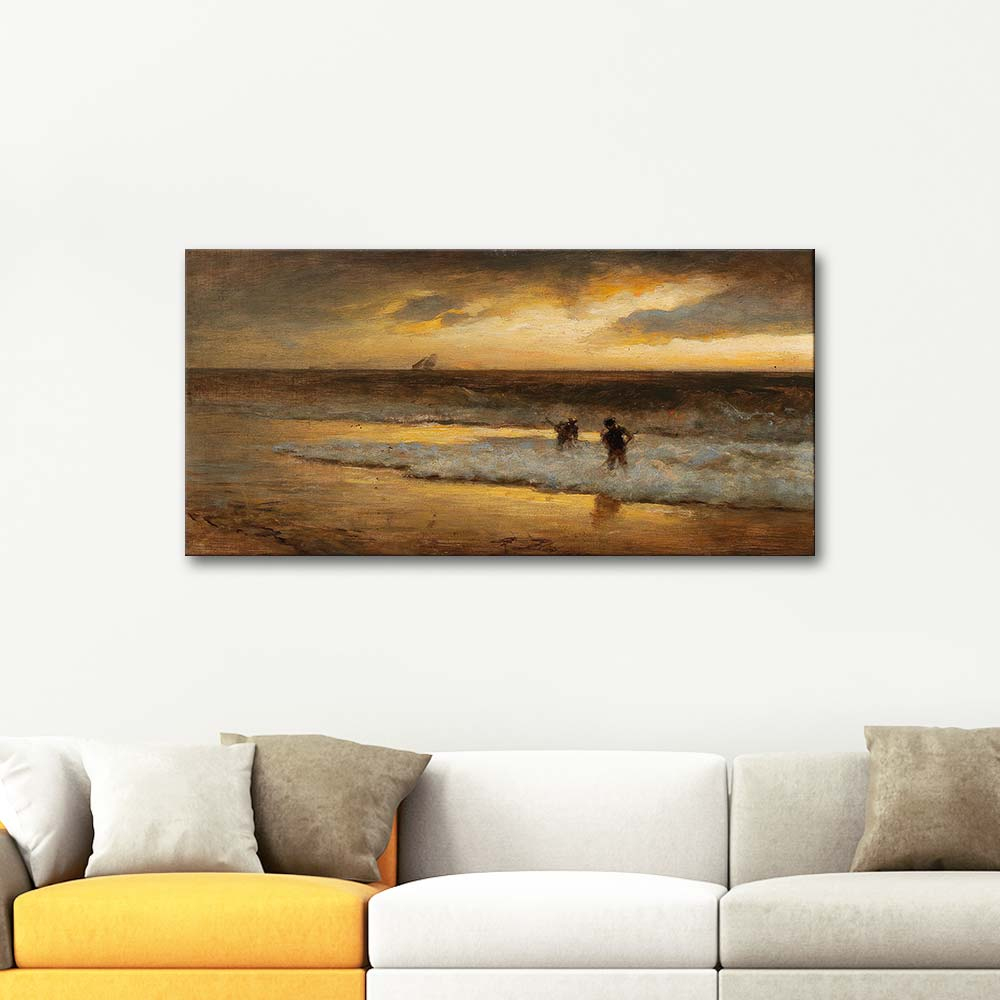Albert Flamm Crab Fishermen On The Beach Art Print