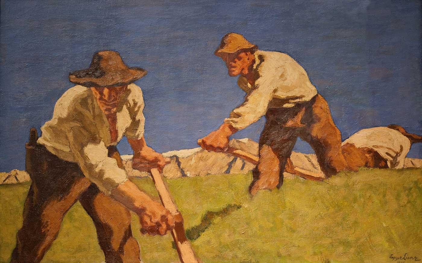 Albin Egger-Lienz Three Reapers Art Print