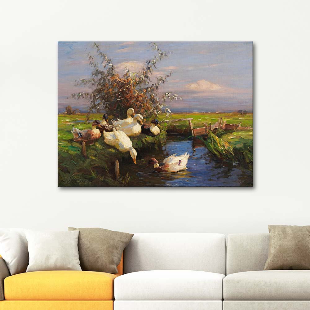 Alexander Koester Seven Ducks At The Ditch Art Print