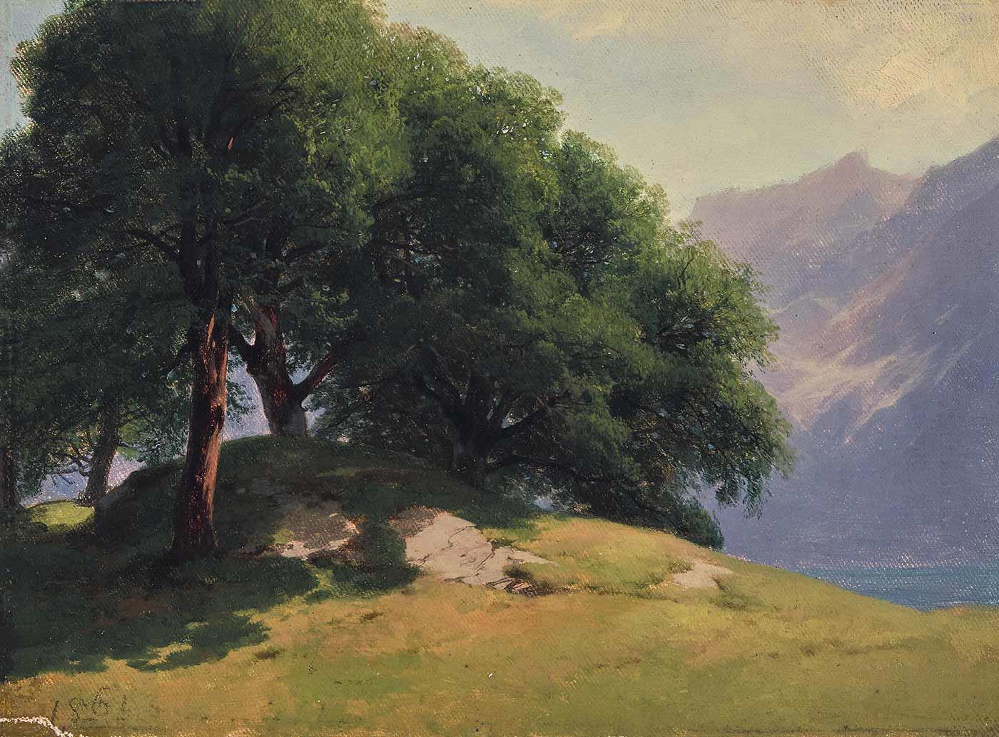 Alexandre Calame Ceviz Ağaçları Kanvas Tablo