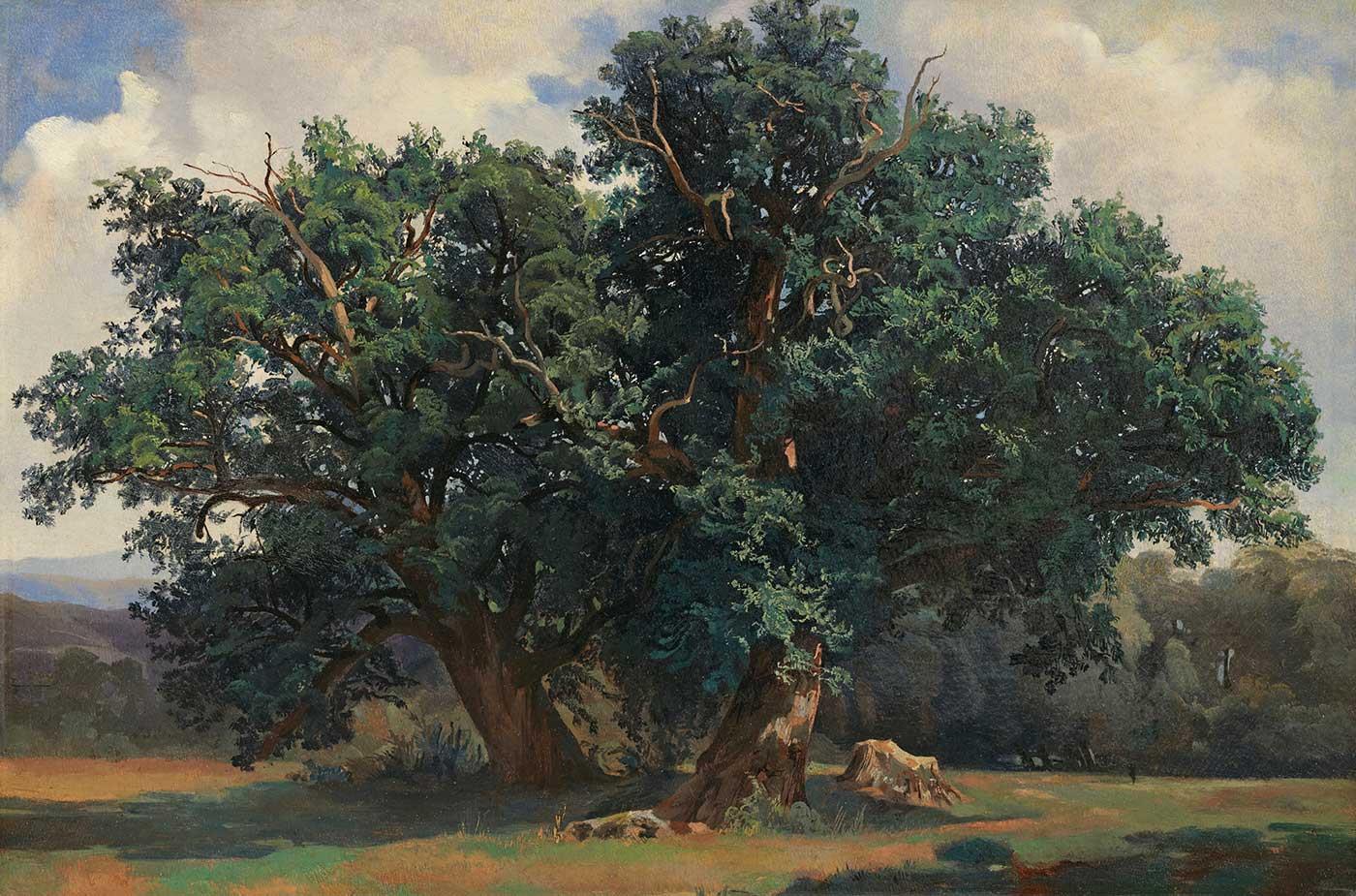 Alexandre Calame Landscape With Oak Trees Art Print