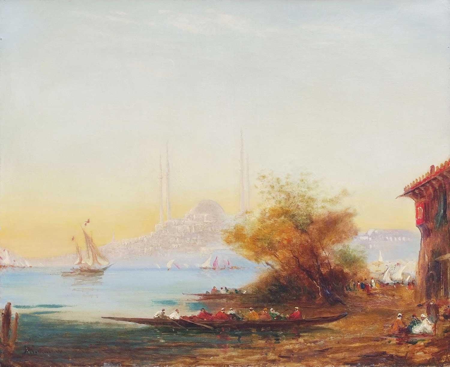 Alfred August Felix Bachmann İstanbul Manzarası ve Ayasofya Kanvas Tablo