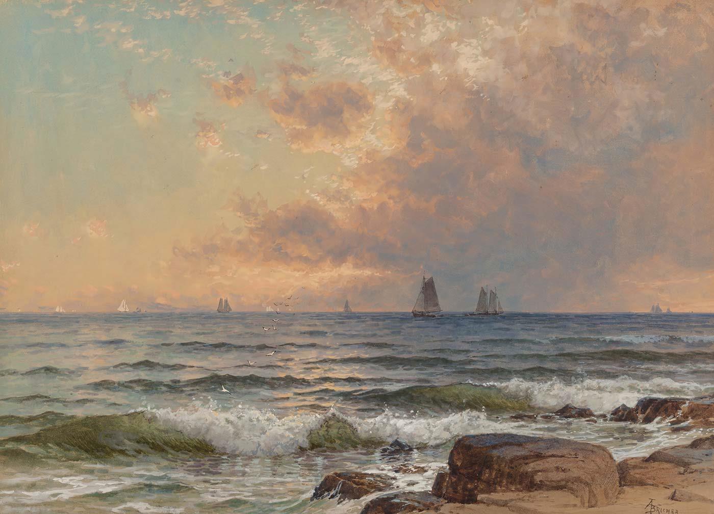 Alfred Thompson Bricher Sails at Sunset Art Print