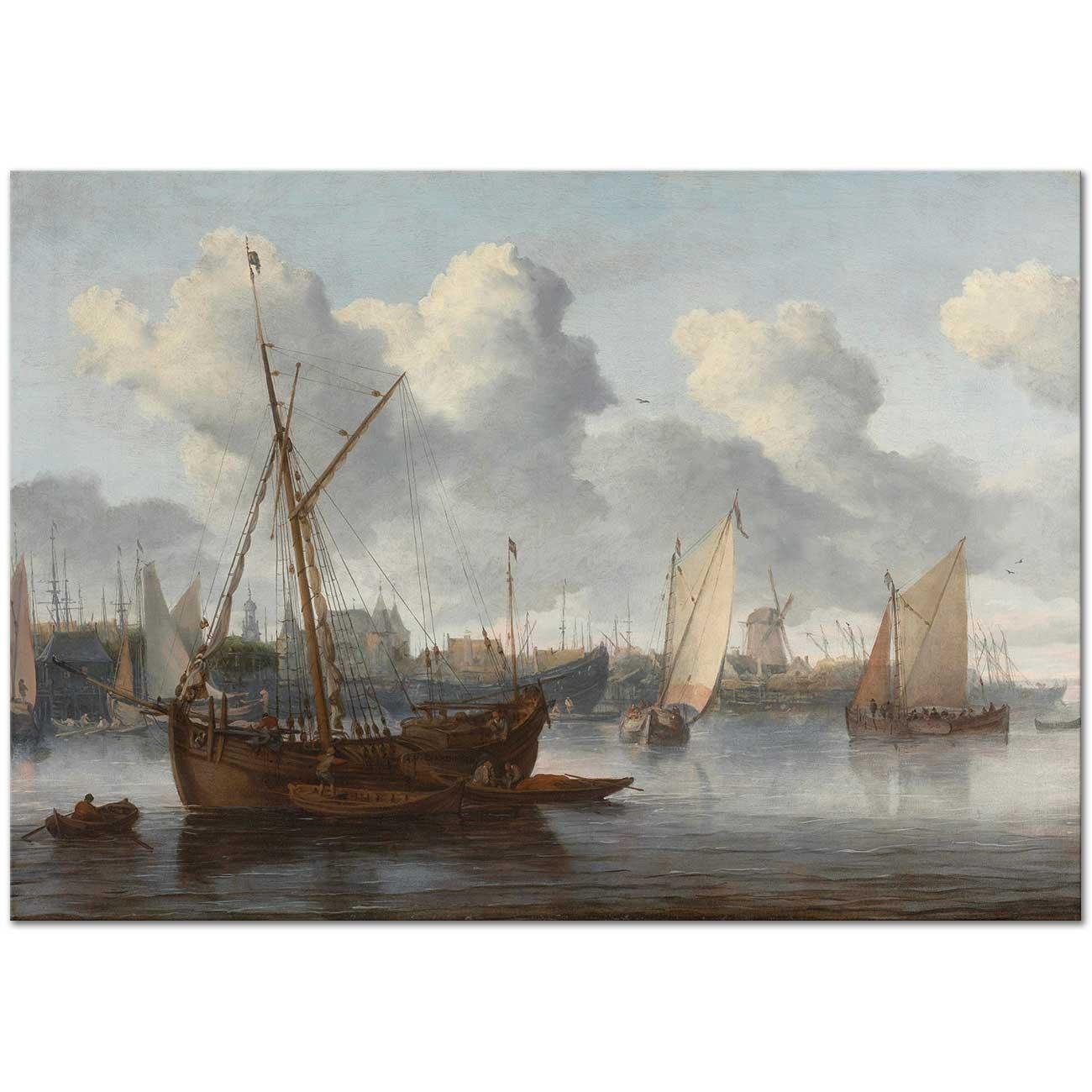 Fishing Boats in a Harbor by Allaert van Everdingen
