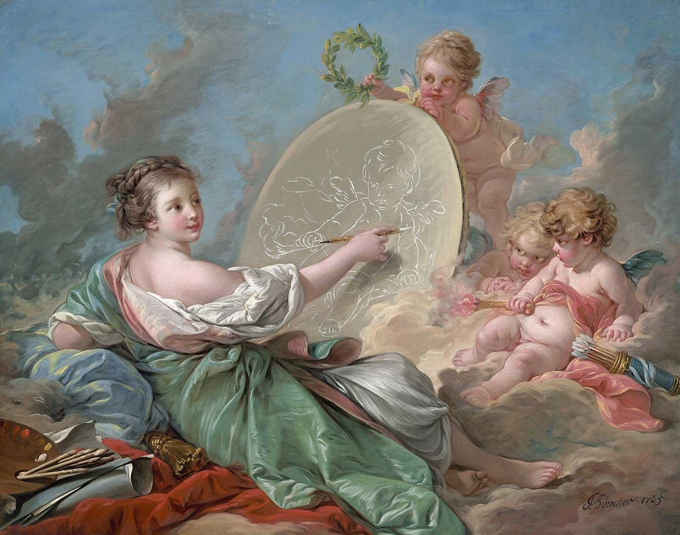 François Boucher Resim Alegorisi Kanvas Tablo