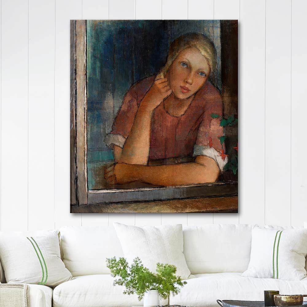 Alvar Cawen Tyttö Ikkunassa Art Print