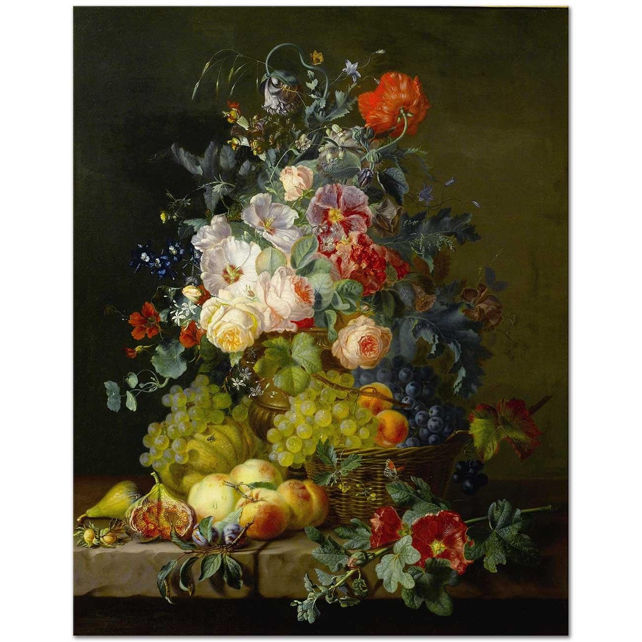 Still Life of Fruit and Flowers by Amalie Kaercher