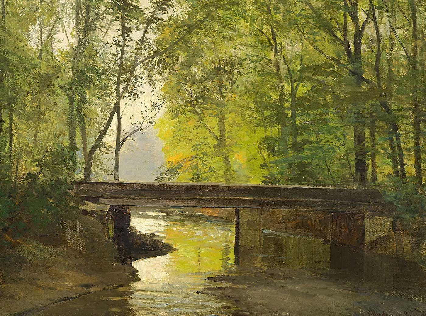 Anders Andersen-Lundby Ormanın İçinden Akan Bir Nehir Kanvas Tablo