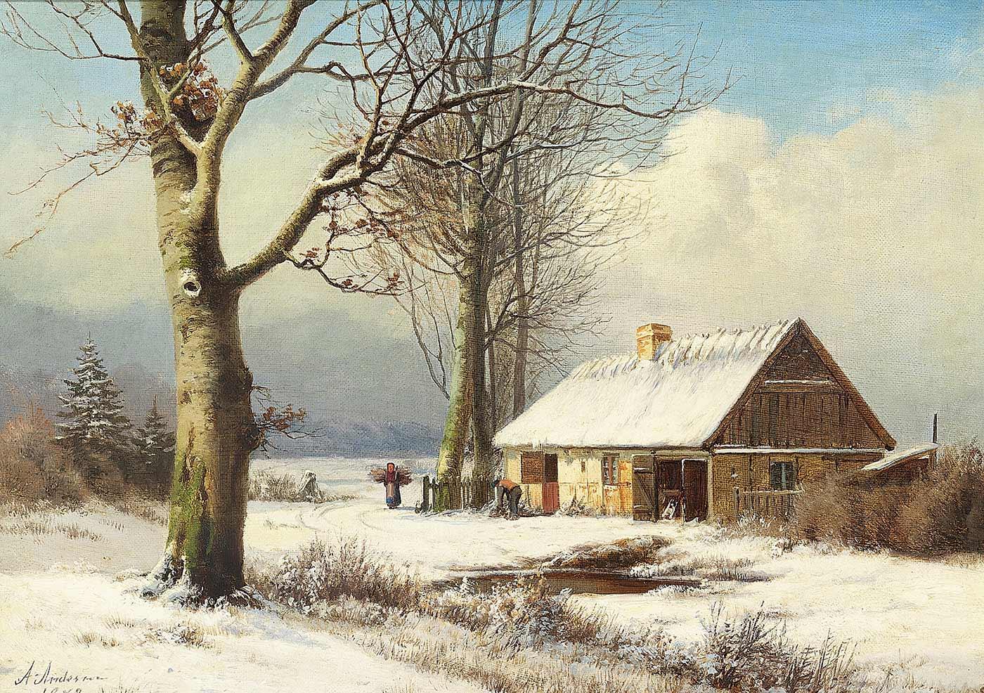Anders Andersen-Lundby Yakacak Odun Getirmek Kanvas Tablo