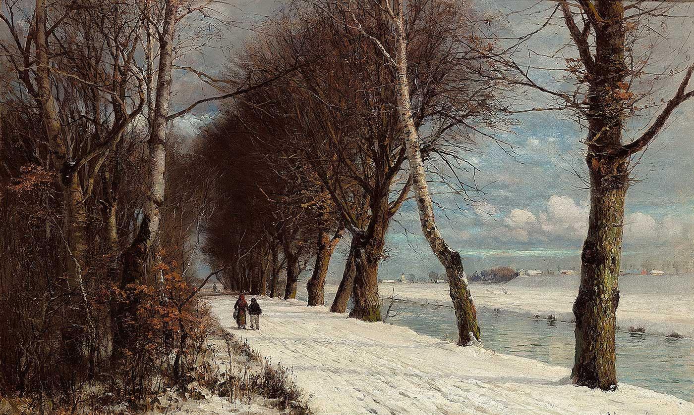 Winter Landscape with Wanderers by Anders Andersen-Lundby