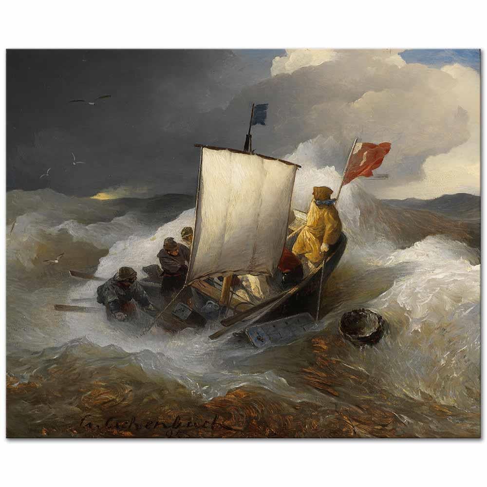 Fishing Boat on a Stormy Sea by Andreas Achenbach