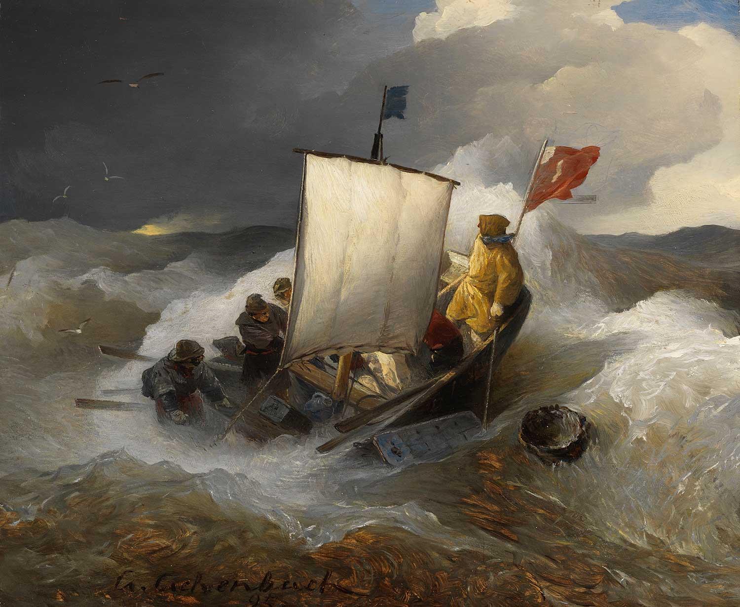Fishing Boat on a Stormy Sea by Andreas Achenbach