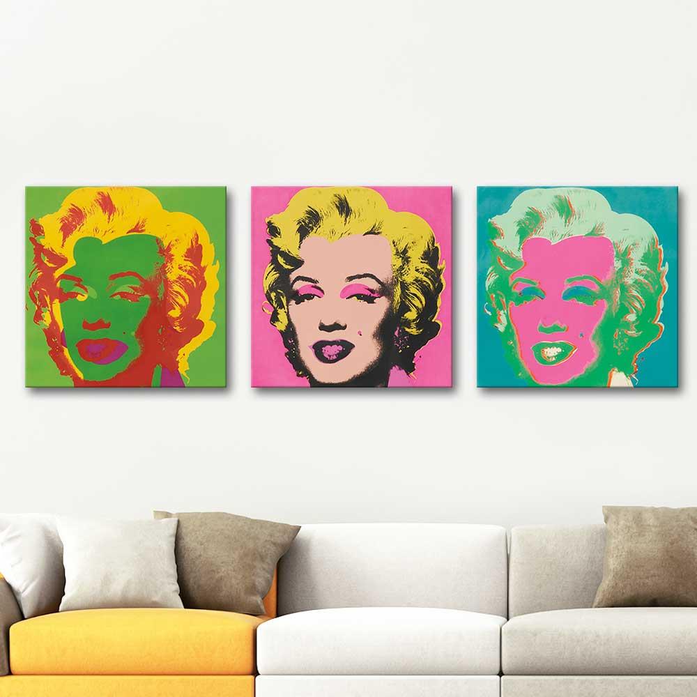 Andy Warhol Marilyn Monroe Üçlü Set Kanvas Tablo