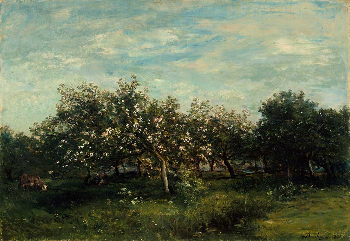 Charles François Daubigny Elma Çiçekleri Kanvas Tablo