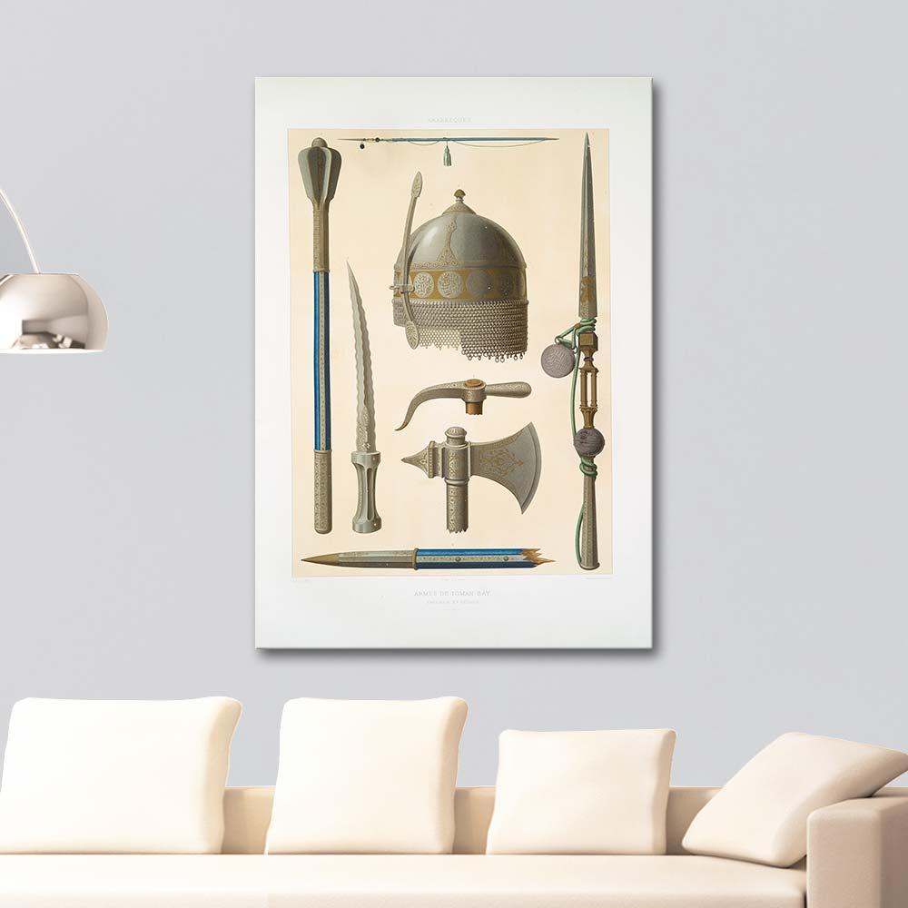 Emile Prisse d'Avennes Arabesk Toman Silahları Kanvas Tablo