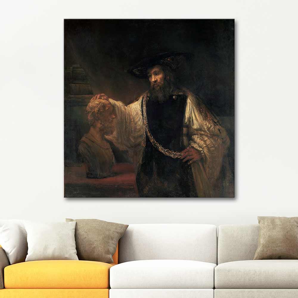 Rembrandt van Rijn Aristo Homer'in Büstü ile Kanvas Tablo