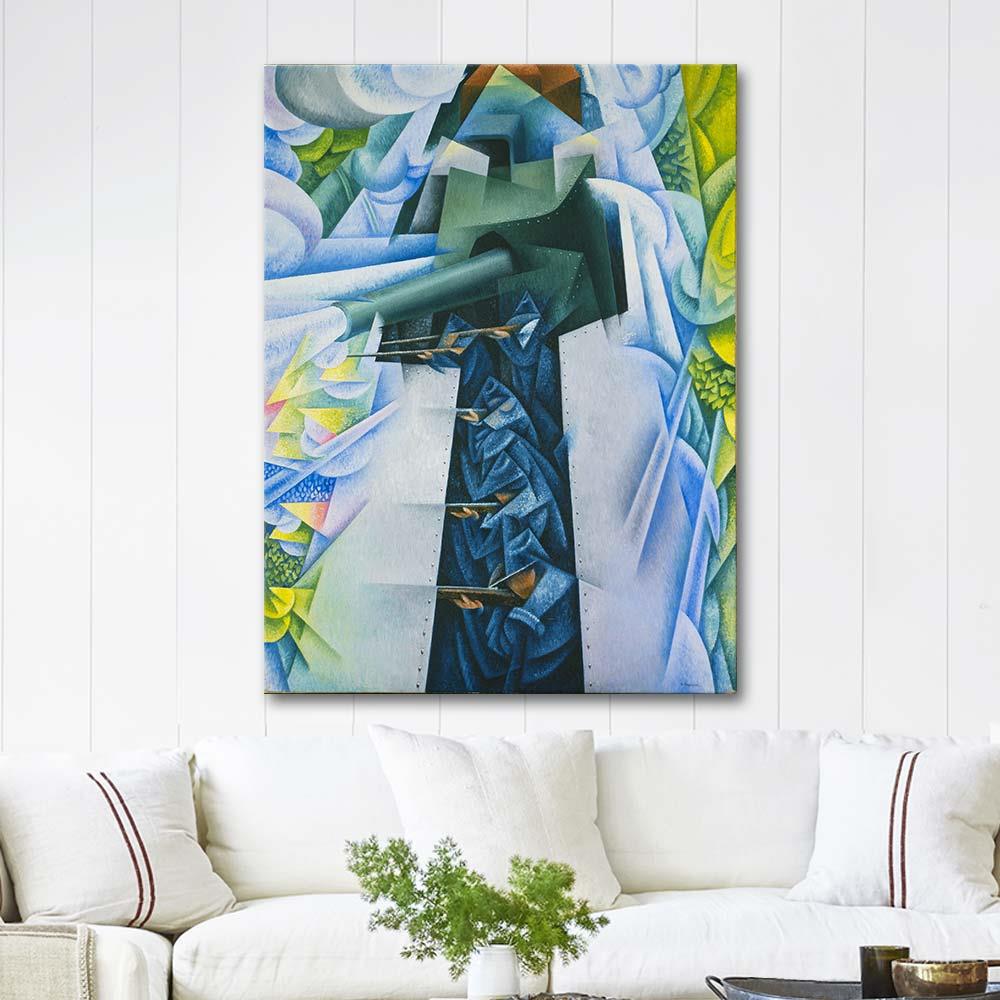 Gino Severini Askeri Tren Savaşta Kanvas Tablo