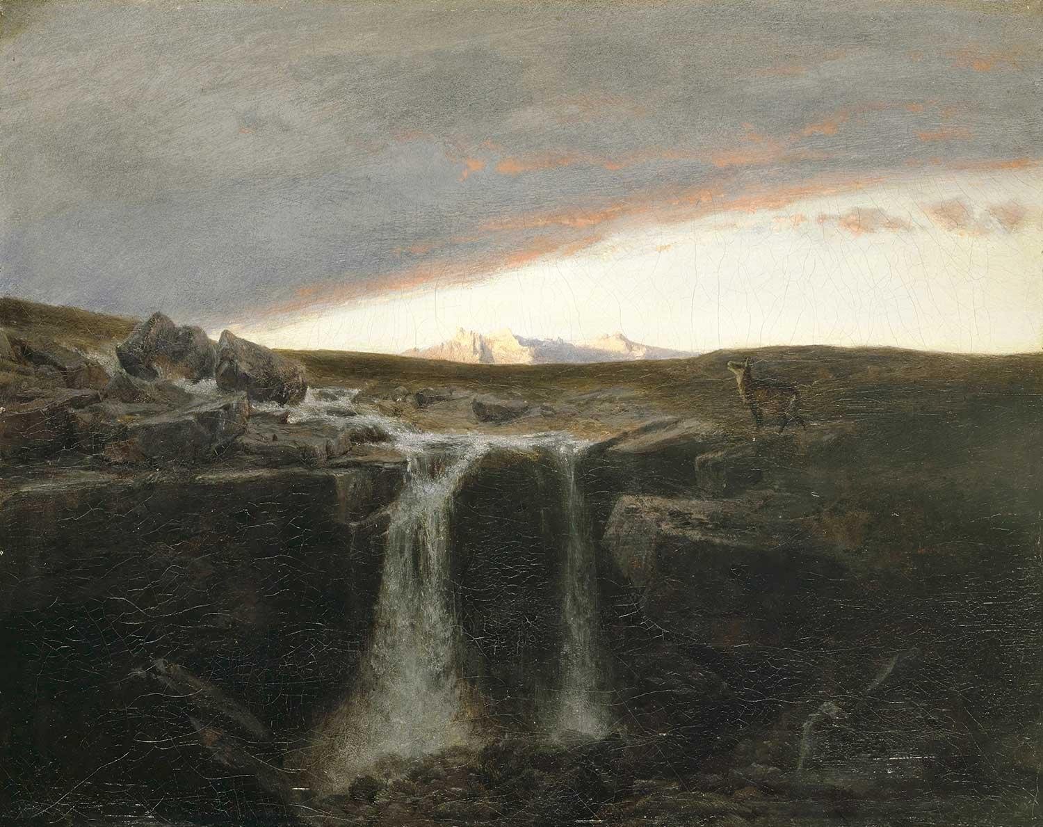 Mountain Landscape with Waterfall by Arnold Böcklin