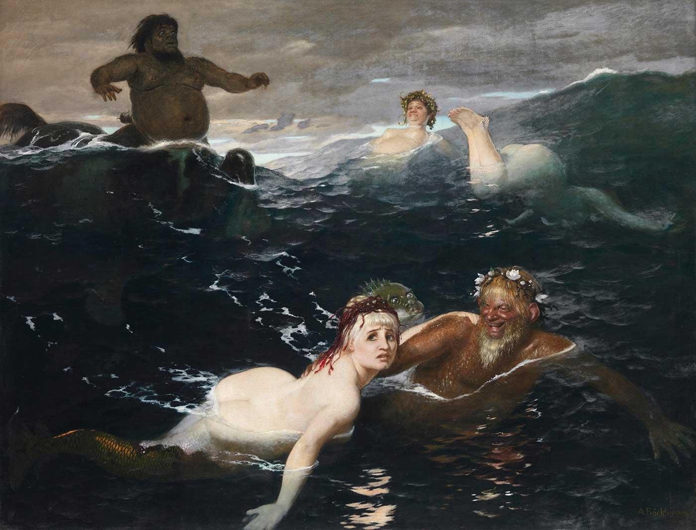 Arnold Böcklin Dalgalarda Oyun Kanvas Tablo