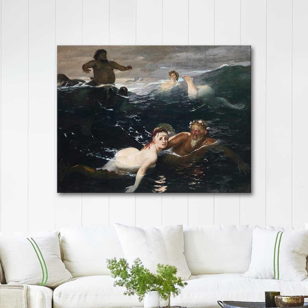 Arnold Böcklin Dalgalarda Oyun Kanvas Tablo