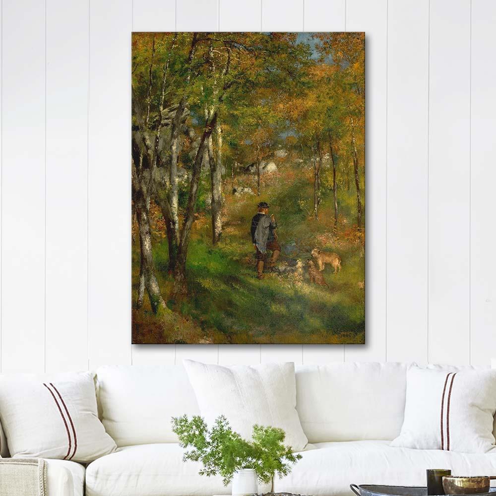 Pierre Auguste Renoir Sanatçı Jules Le Coeur Köpekleri ile Fontainebleau Ormanında Kanvas Tablo